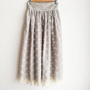Vintage Lorrie Kabala Grey White Lace Overlay Maxi Skirt S